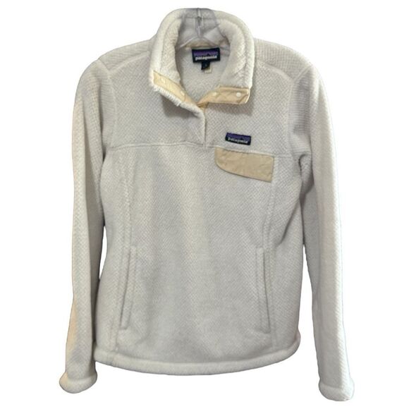 Patagonia Womens Vintage Re-Tool Snap-T Pullover Fleece Jacket White Beige Small - Picture 13 of 13